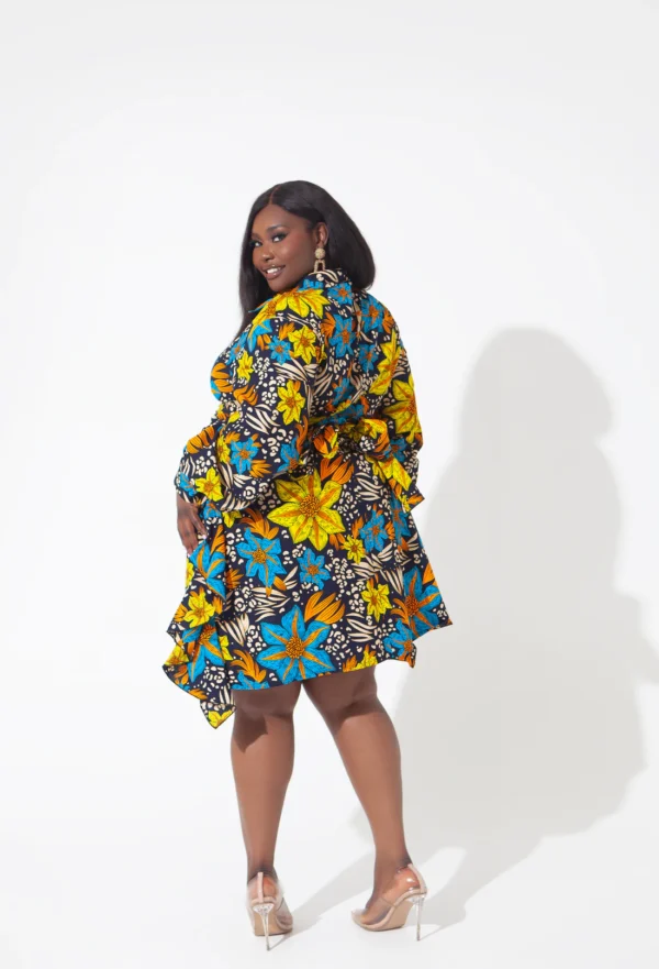 African Print Mini Shirt Dress